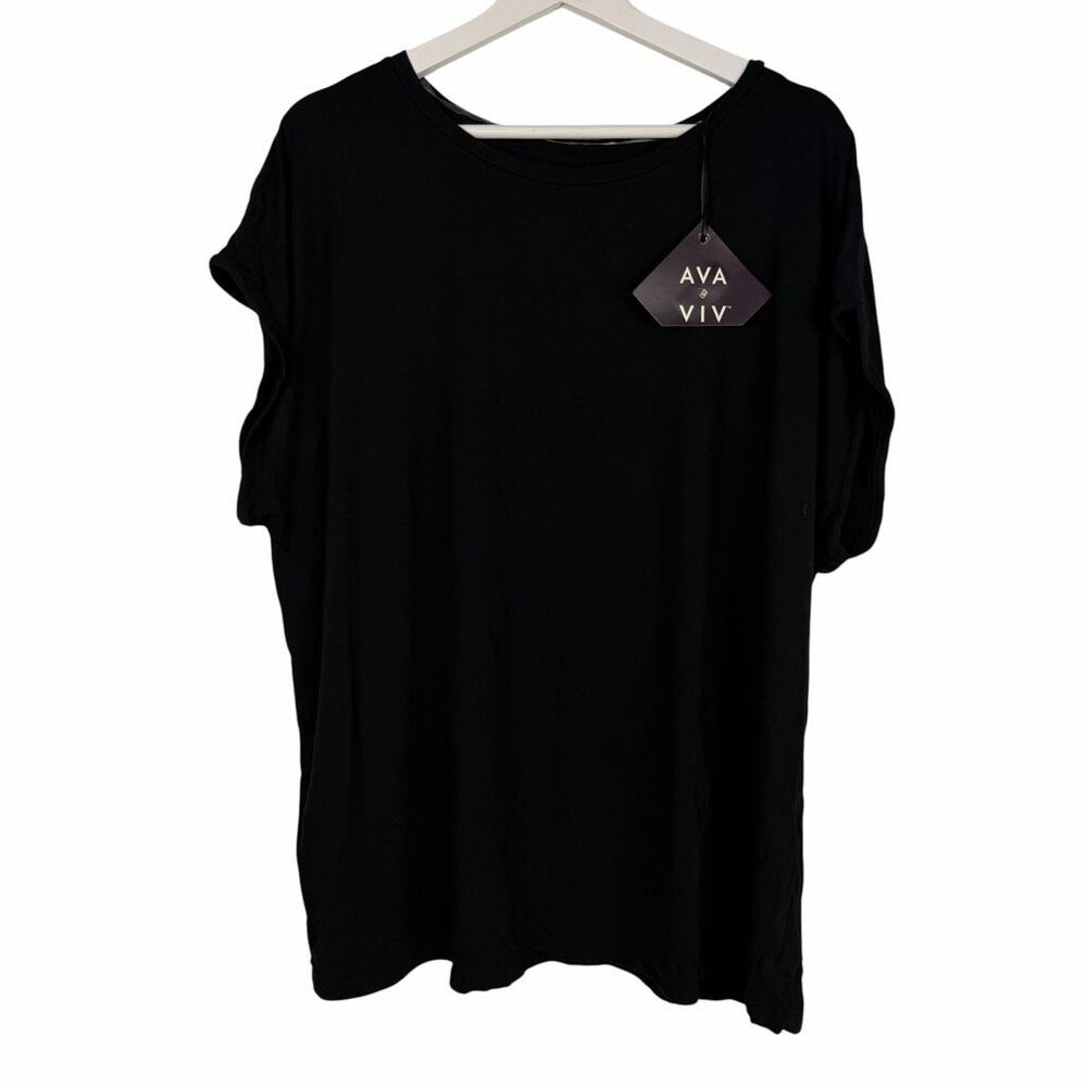 Ava & Viv XXL Black Bateau Neck Top